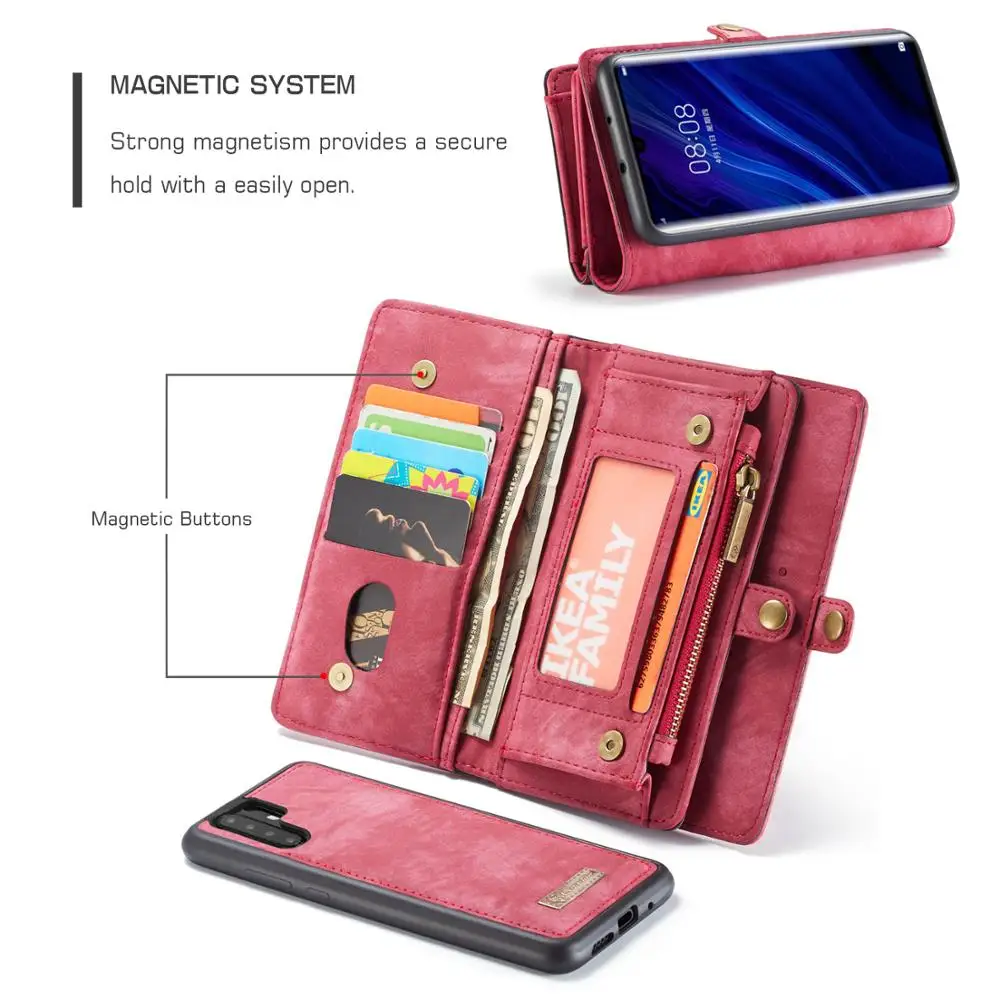 CaseMe Leather Flip Cover For Huawei P30 Wallet Bag Multi-functional Magnetic Phone Cases For Huawei Mate 20 P20 Pro Wallet Case