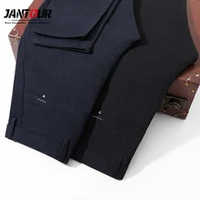 Осень Зима Высокое качество хлопок мужские брюки прямые длинные мужские классические деловые толстые повседневные брюки мужские s бренд полная длина