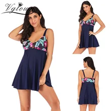 VGTOWN купальный костюм размера плюс 5XL с цветочным принтом, танкини, купальники для женщин, Танкини с шортами, купальник с высокой талией