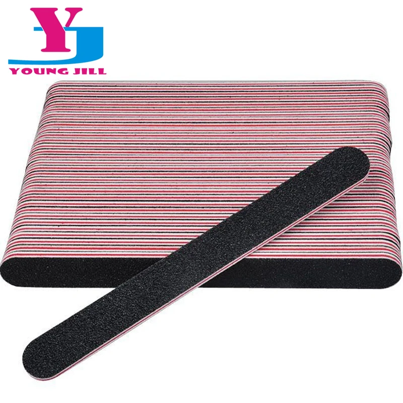 

50Pcs/Lot Wholesale Nail File 100/180 Professional Sanding Salon Nail Care Art Tools Free Shipping Black Straight Nail Files