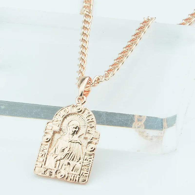 

Fashion Jewelry 2 Color 32mmX16mm Size Women Men Unisex 585 Rose/White Gold Color Copper Moscow Matron Pendant +Optional Chain
