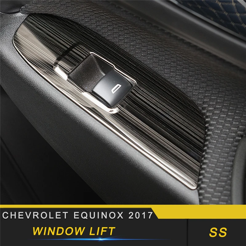 

For Chevrolet Equinox 2017 Car Styling Door Gate Window Lift Button Switch Panel Cover Frame Sticker Interior Accessories