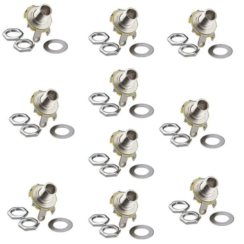 

High Quality 10Pcs 1/4 Inch 6.35mm Mono Output Jack Socket for FD Strat Stratocaster Tele Telecaster Electric Bass Guitar