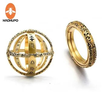 

HAOHUPO Astronomical Ball Ring Complex Rotating Clamshell Astronomical Ring Universe Student Constellation Ring Jewelry