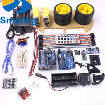 

Official iSmaring 4WD Smart Car Robot Kit for Arduino Bluetooth Chassis suit Tracking Compatible UNO R3 DIY KIT RC Electroni