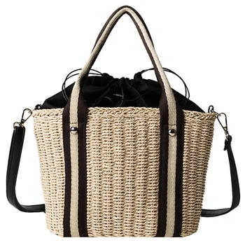 

Women Natural Handbag Braided New Rattan Bag Beach Straw Bag Crossbody Summer Bags