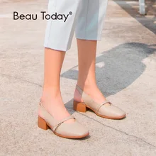 BeauToday/женские босоножки из телячьей кожи с квадратным носком и пряжкой на ремешке; Летняя женская обувь из натуральной кожи; высокое качество; ручная работа; 31024