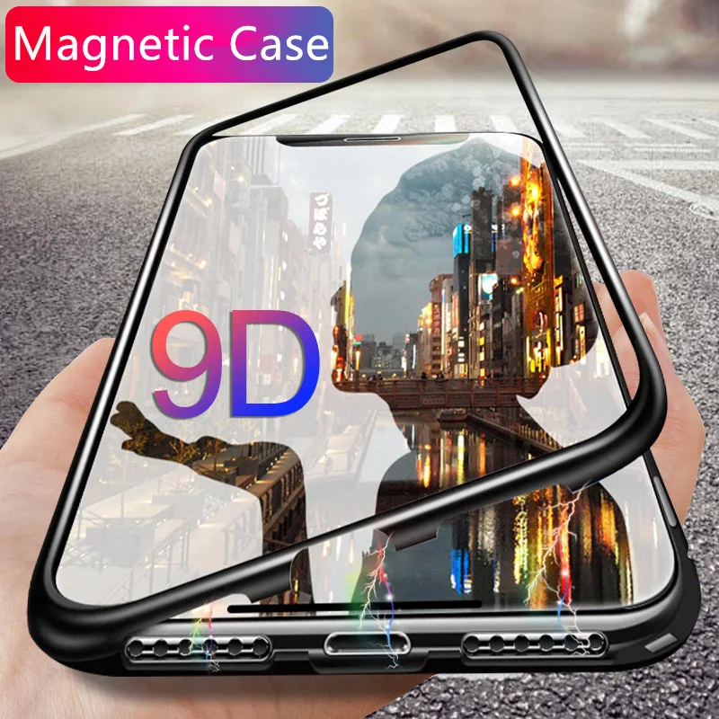 

9D Glass Cover for Huawei P30 Pro Case P 30 P20 Mate 20 lite Screen Protector On Magnetic Adsorption Metal Tempered Glass Cover