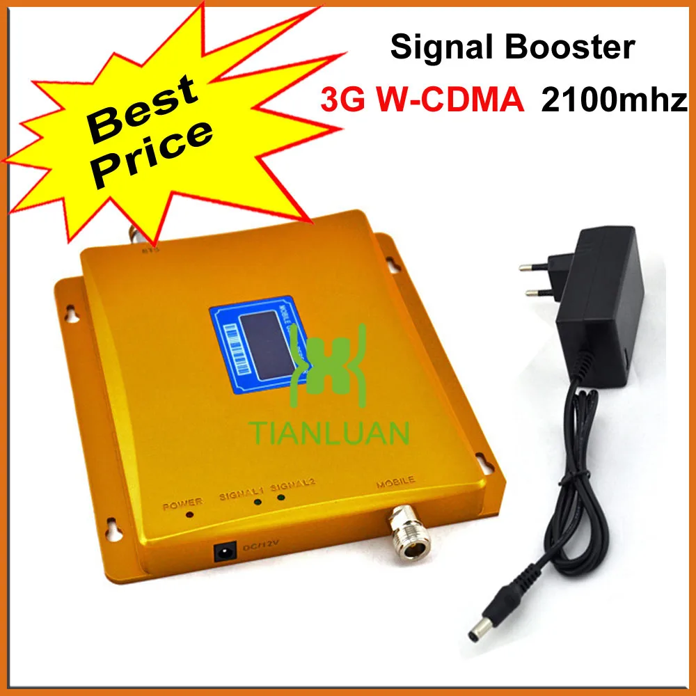 

Best Price W-CDMA 2100MHz Mobile Phone Signal Booster UMTS Cell Phone 3G Signal Repeater with Power Adapter LCD Display / Golden