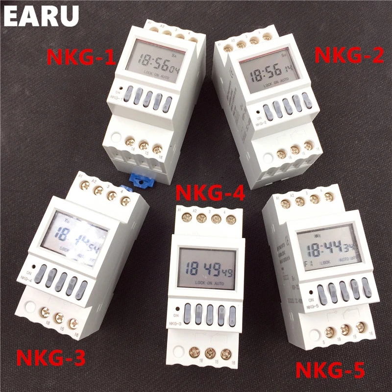 NKG-2 NKG2 ЖК-микрокомпьютер цифровой программируемый таймер реле времени din-рейка 1 s-198 h 16 групп цикл контроллер уличного фонаря
