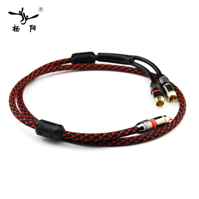 YYAUDIO L 4E6S HIFI Single RCA to Dual RCA font b Subwoofer b font audio cable