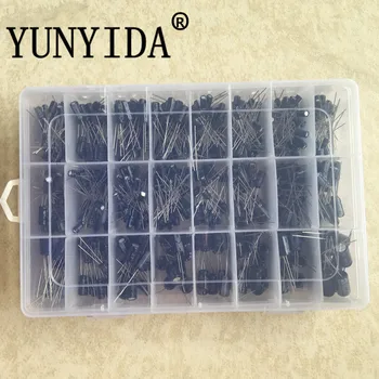 

500Pcs/lot 0.1UF-1000UF 24Values Aluminum Electrolytic Capacitors 16-50V mix Electrolytic capacitor Assorted kit and storage box