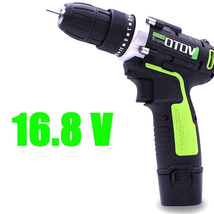

VOTO Battery Rechargeable Cordless Drill Electric Screwdriver Set Lithium Power Tools Screw Gun Driver VT Industry Green 16.8V