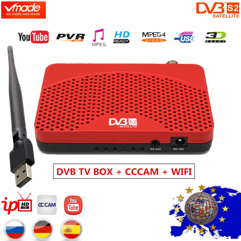 Vmade мини размер MPEG4 HD ТВ тюнер DVB S2 Цифровой спутниковый ресивер с USB Wifi CCCAM линия