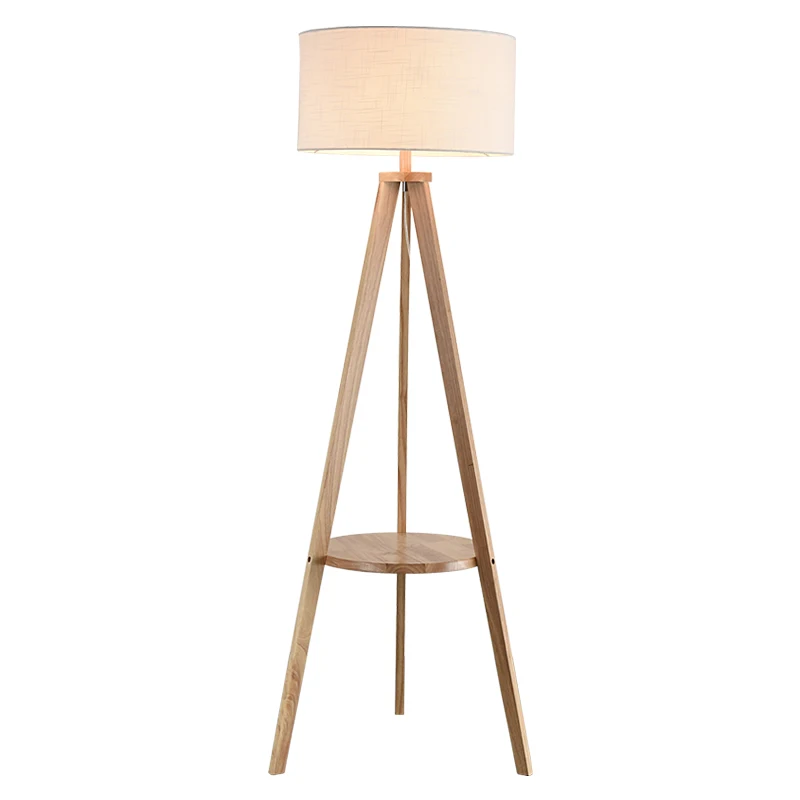

Modern lynn floor lamp with solid oak wood round table nordic fabric shade sofa side bedside floor light foyer sitting room lamp