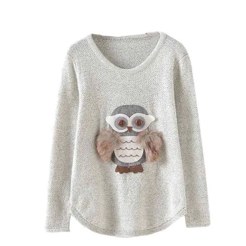 

Free Ostrich Sweaters Warm Loose Women Clothes Long Sleeve Knit Sweater and Pullovers femme Winter Clothing New Dropshipping