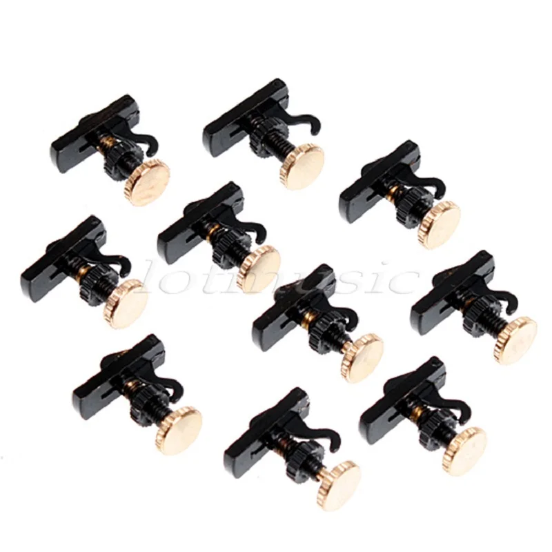 

10 pcs British Style Violin String Adjuster Tuner 4/4 black & gold