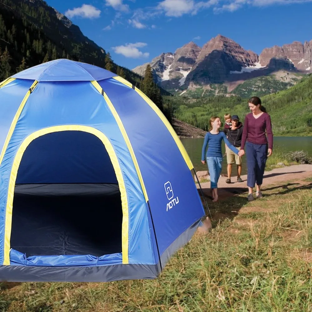 

Hewolf Tent Waterproof Hexagonal Large Portable UV Protective Shelter Tent For Outdoor Base Camping Hiking Climbing AT6503
