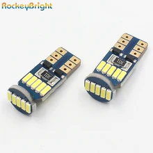 Rockeybright 2pcs Canbus T10 194 168 W5W 15smd 4014 Car Interior Reading Lamp Error Free T10 Bulb For Car License Lamp Dome Lamp a pair of t10 w5w lamp sockets