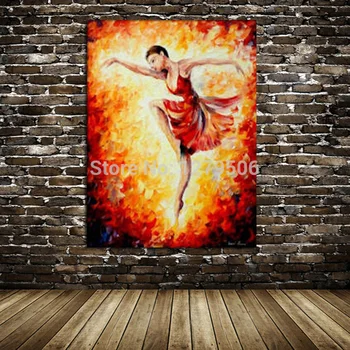 

Pure Handmade red Dress Ballet Girl And red Background Oil Painting On Canvas Villa Hotel Room Corridor Murals Wall Decoration