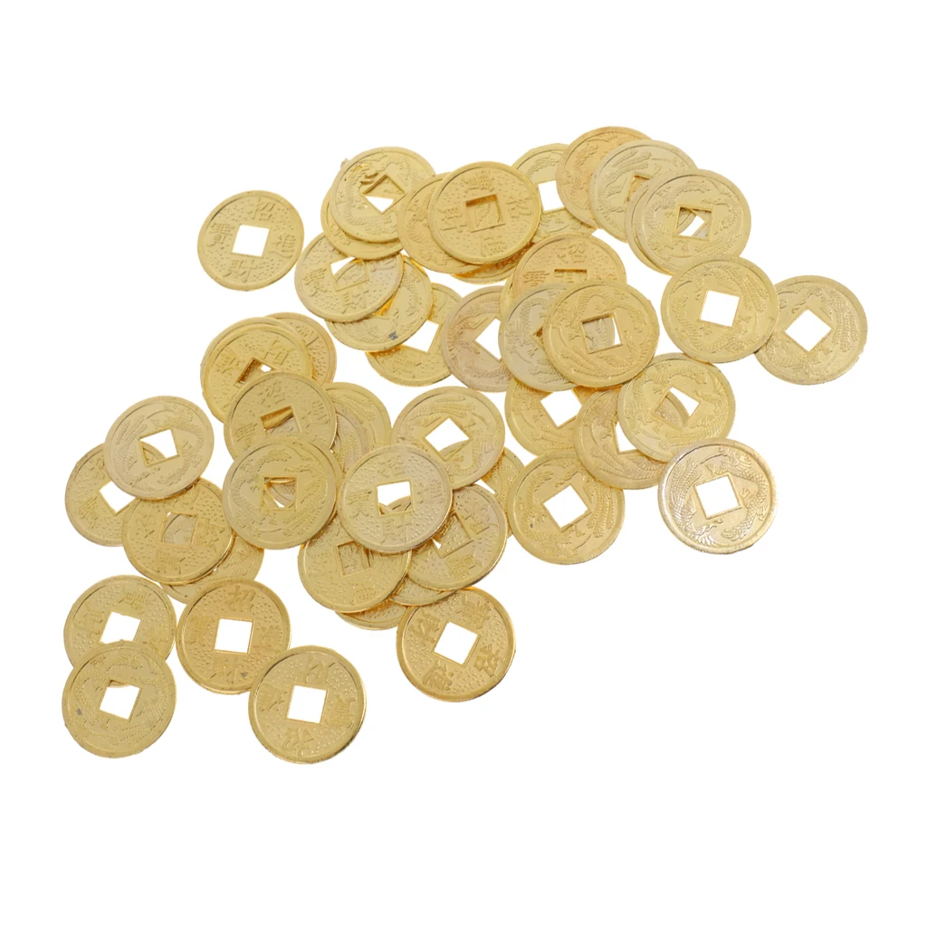 Phenovo 50 Pieces Feng Shui Coins Chinese Ancient Fortune Coins 0.9'' Diameter I Ching Money Charm Jewelry Findings