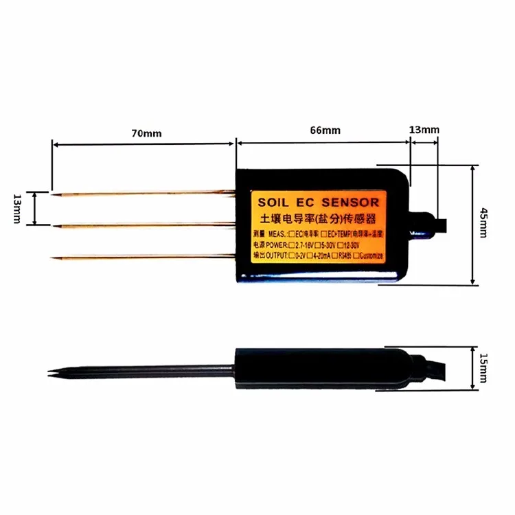 2 в 1 почвы электропроводность датчик 0-2V 4-20mA RS485 почвы датчик температуры и влажности почвы датчик проводимости EC датчик