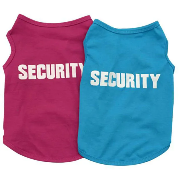 SECURITY Printed Puppy vests Clothes Pet Tank Pug Vest Cotton T Shirt Apparel chaleco para perro colete para cachorro#A