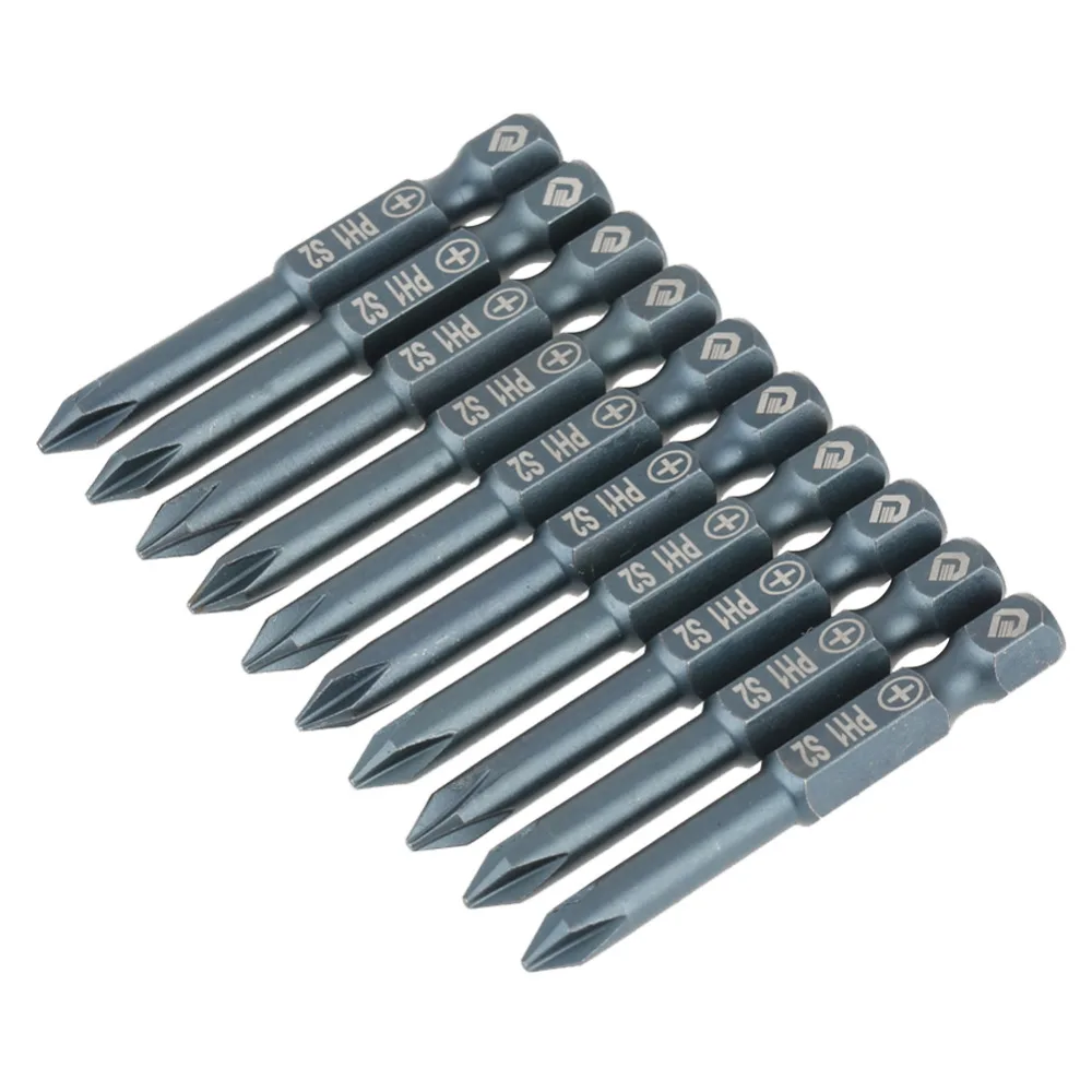 10pcs 1/4inch Hex Shank Bit 50mm S2 Alloy Steel Cross Head Screwdriver