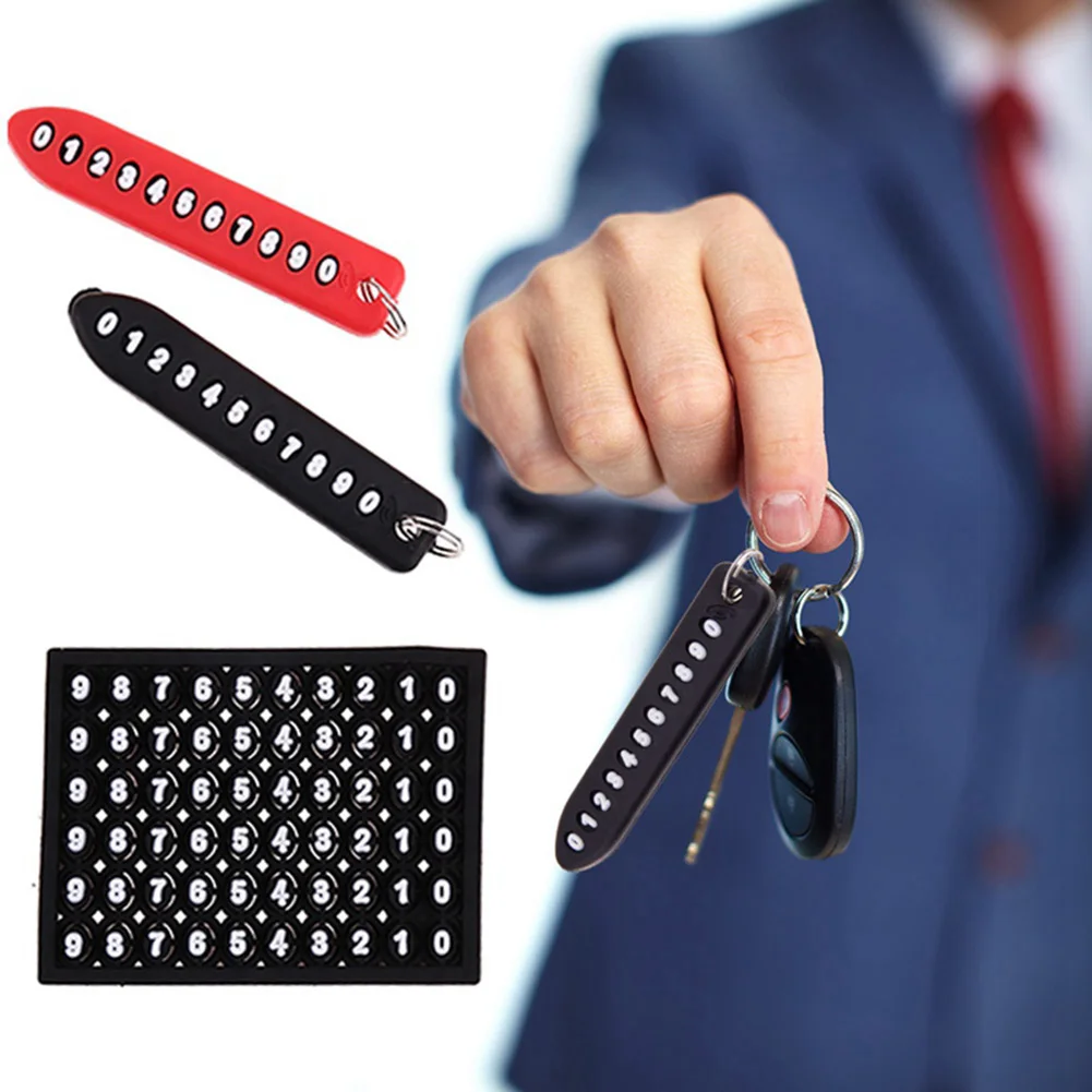

Anti-lost Phone Number Plate Car Keychain Pendant Auto Vehicle Phone Number Card Keyring Key Chain Car Interior Decoration