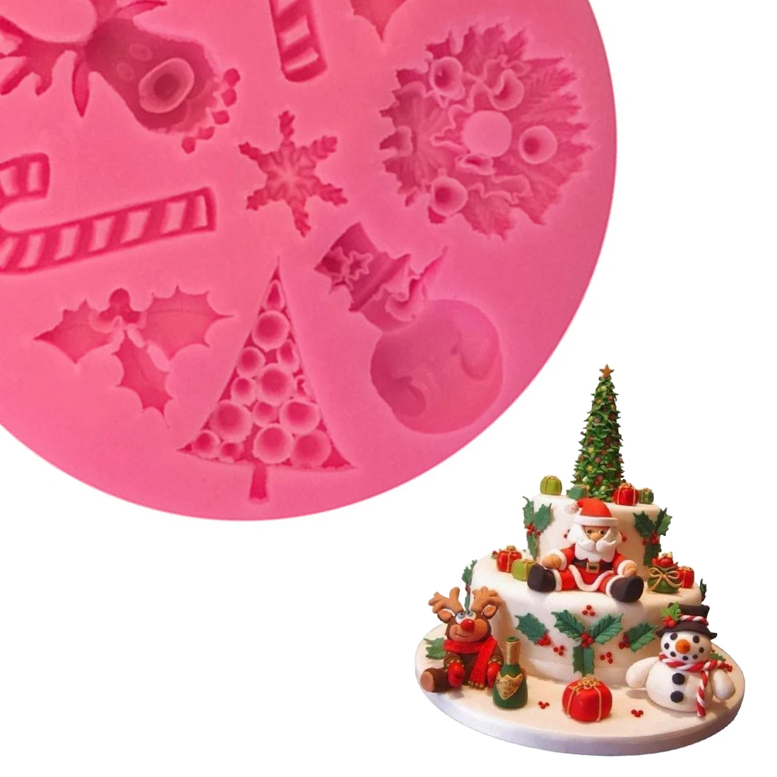 Рождественская форма для торта в форме лося, силиконовая форма для помадки, сахарная форма, украшение торта, снеговик, Рождественская силиконовая форма