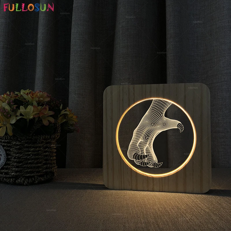 

Nordic Gift Dinosaur Model LED Wood Desk Lamp Warm Color USB Sleeping 3D Nightlight Cool Men's Christmas Gift