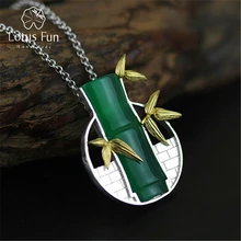 Эксклюзив камея подвески Природа Сцена хризопраз бамбук кулон серебро 925 пробы натуральный камень зеленый камея ручная работа необычные товары товары для творчества подарок для мамы