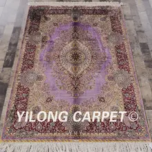 Yilong 4'x6' ручной работы Фиолетовый персидские ковры античный Восточный турецкий Шелковый ковер(YWX051A4x6