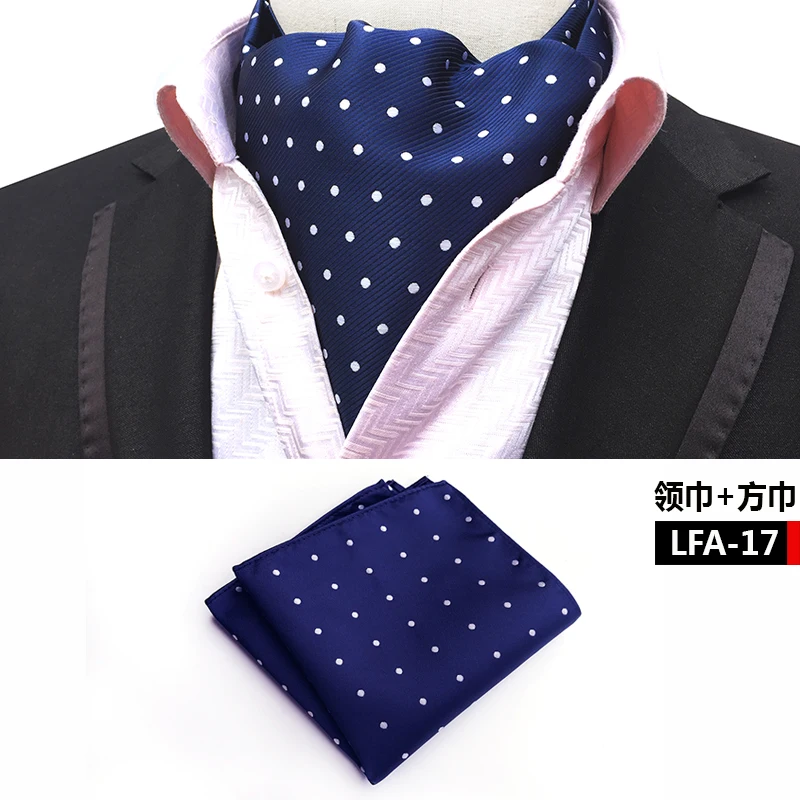 black scarf mens 2 Pcs/Set Men Formal Scarf Set Blue with White Dots Silk Scarves Pocket Square Sets mens designer scarf