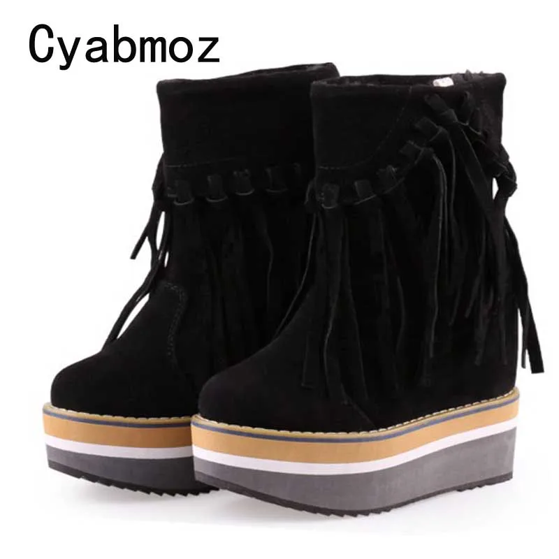 Women Fringes Platform Boots Comfort Ankle Boots Woman Shoes Winter