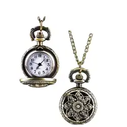 Timistar #4002 Горячие Модные Винтажные бронзовые серьги кварцевые карманные часы цепочка Ожерелье