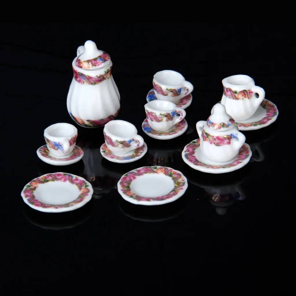 15 قطعة دمية منزل مصغرة الخزف طقم شاي طبق + كوب + لوحة-الملونة الزهور طباعة البسيطة Pletend اللعب اللعب للأطفال 15 قطعة دمية منزل مصغرة الخزف طقم شاي طبق + كوب + لوحة-الملونة الزهور طباعة البسيطة Pletend اللعب اللعب للأطفال