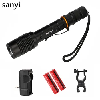 

3800LM Flashlight Penlight 5 Mode Zoomable XML T6 Led Flashlight Waterproof Bike Light Torch for Camping Hunting+Battery+Charger