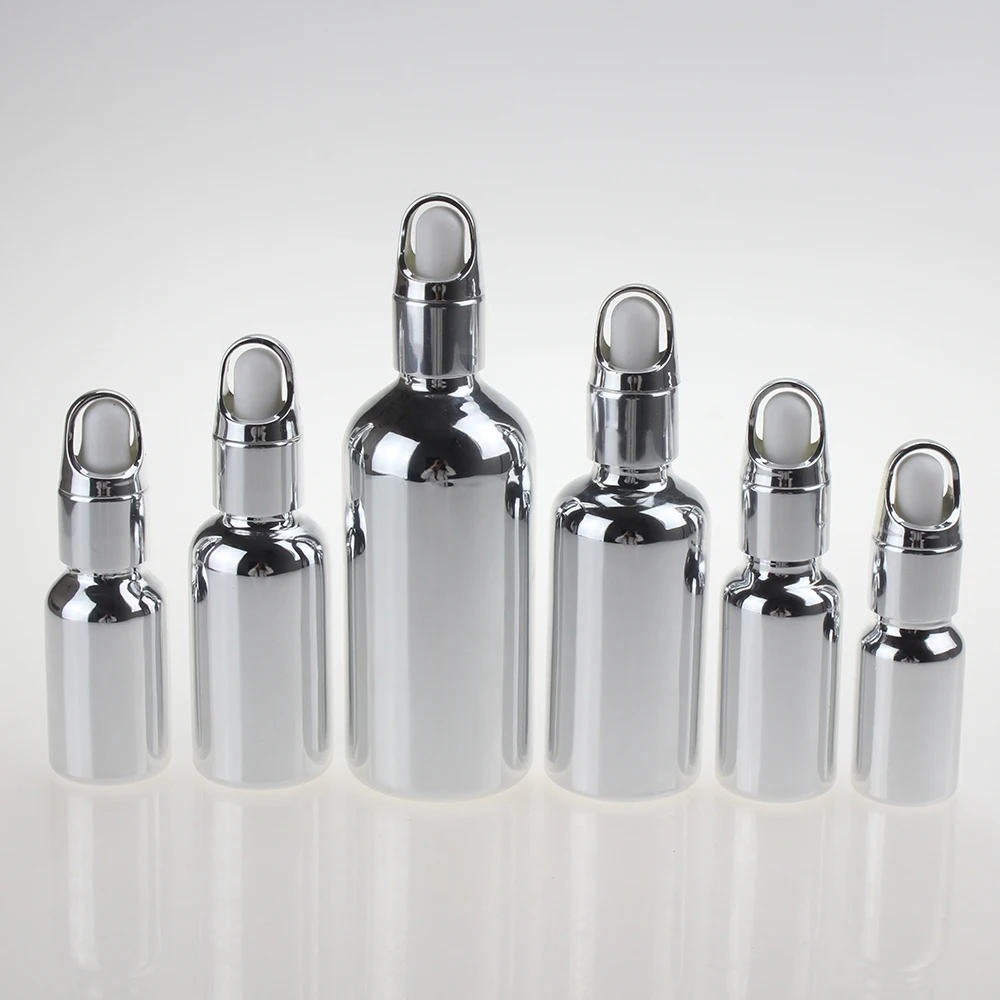 

0.5 Ounce Shiny Gold And Silver Dropper Glass Bottle, 15ml Essential Oil Dropper Bottle For Skin Care Container