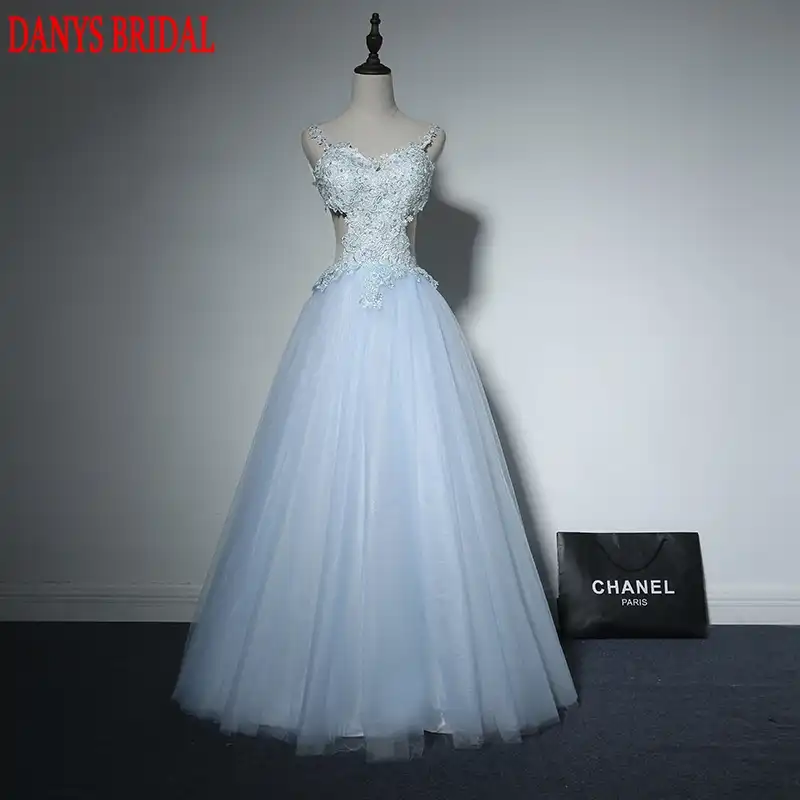 Vestidos De Fiesta Largos De Color Azul Celeste Sexis Sin Espalda De 8 Grado Con Encaje Para Mujer Vestidos Formales De Noche Para Graduacion Vestido De Promocion Vestidos De Baile Azul Vestidos De