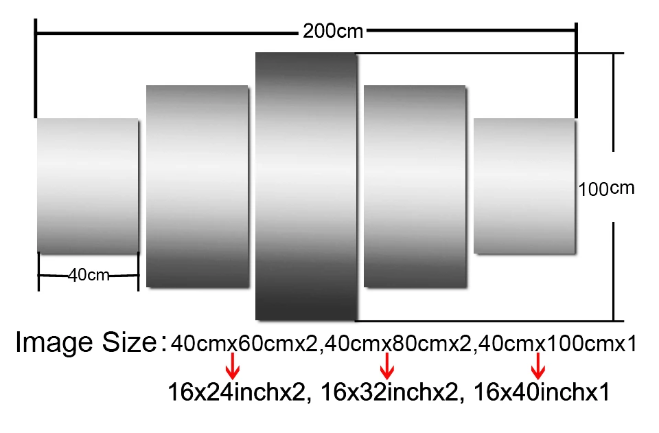 5PCS  40x60cm 40x80cm 40x100cm Image size