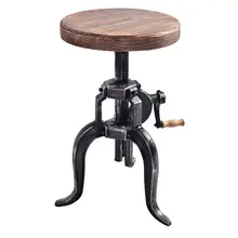 Барные стулья Американский антикварный промышленный DIY кривошипный стул регулируемый барный стул чугунный трехногий стул барный стул из дерева сиденье