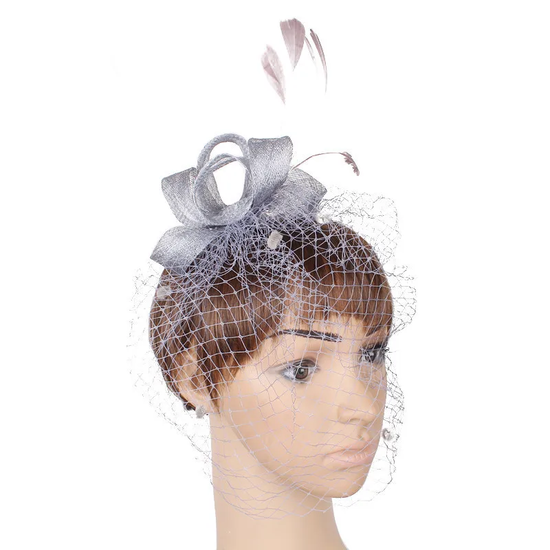 JaneVini Винтаж золотые свадебные Шапки и Fascinators женские свадебные вечерние шляпа Перья для волос Pin чистая клетка покрывал Afrikaanse Hoed