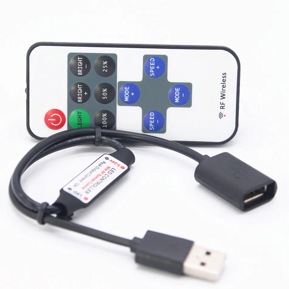 BEIYUN Mini USB 5 V RF беспроводной светодиодный пульт Диммер пульт дистанционного управления для USB светодиодный шнур и одноцветная Светодиодная лента 5050 2835 5630