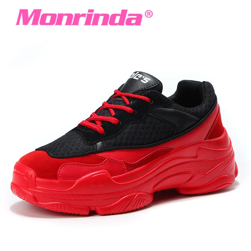 

Women's red sneakers Air Mesh Running Shoes Spring Autumn Outdoor Sports Shoes Female Trainers Lace up Fitness Athletic Shoes