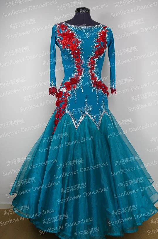 Women Modern Waltz Tango Smooth Latin Ballroom Competition Dance Ball Gown Dress