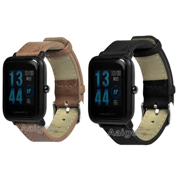 

Genuine Vintage Leather Watch Strap Band for Huami Amazfit Bip BIT PACE Lite Youth Smart Watch Retro Soft Leather wristband 20mm