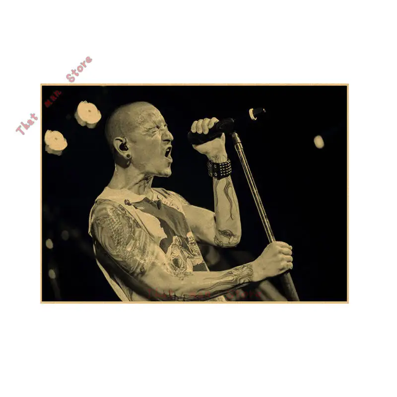 Ностальгическая рок-группа Linkin Park Честера Чарлза БЕННИНГТОНА/крафт-бумага/кафе/Бар плакат/Ретро плакат/42*30 см - Цвет: Темно-серый
