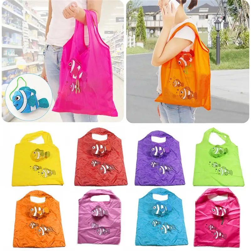 

Creative Cartoon Animal Tropical Fish Pattern Foldable Polyester Shopping Storage Bag Environmentally Friendly Bag