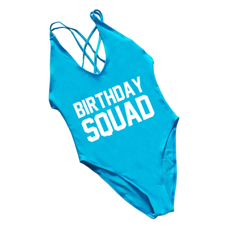 Swimsuit Women One Piece Swimwear Womens Swim wear Custom Letter Birthday Squad Bathing Suit Party Bodysuit Sexy Monokini - Цвет: Color 13